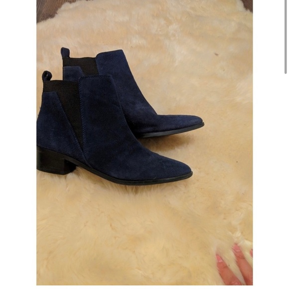 Navy Blue Suede Marc Fisher Booties - Picture 2 of 5